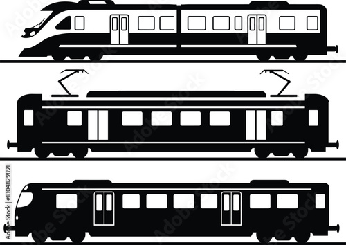 Train silhouette, electric train, diesel train, high speed rail, transportation icon, railway vehicle, pantograph, commuter, modern,