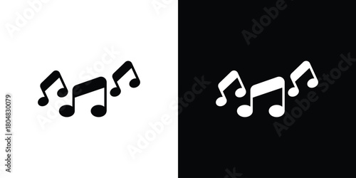 Music icons. Black flat icon pack isolated on white background.