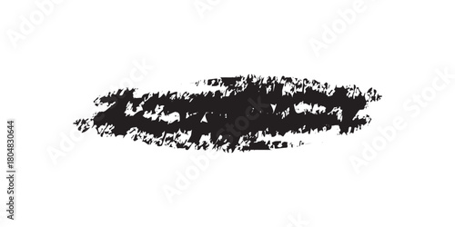 Thick horizontal black brush stroke with a rough dry charcoal texture and uneven feathered edges.