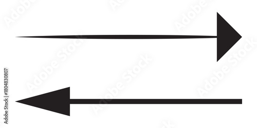 Two simple black arrows pointing in opposite directions on a white background.