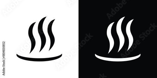 Onsen icons. Black flat icon pack isolated on white background.