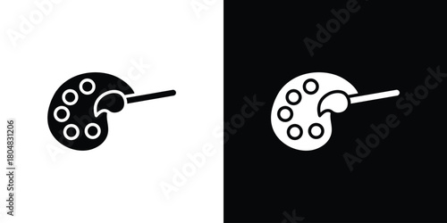 Palette icons. Black flat icon pack isolated on white background.