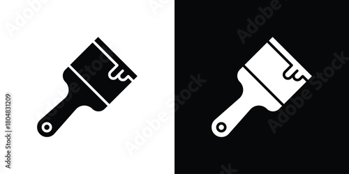 Paint brush icons. Black flat icon pack isolated on white background.