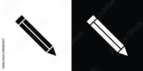 Pencil icons. Black flat icon pack isolated on white background.