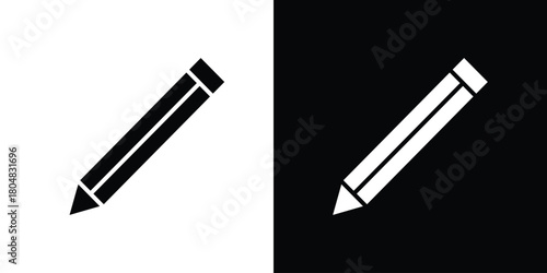 Pencil icons. Black flat icon pack isolated on white background.