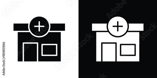 Pharmacy icons. Black flat icon pack isolated on white background.