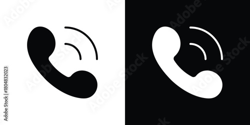 Phone call icons. Black flat icon pack isolated on white background.