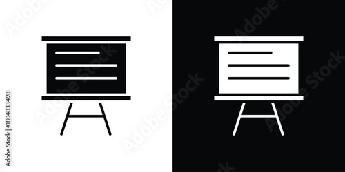 Presentation icons. Black flat icon pack isolated on white background.