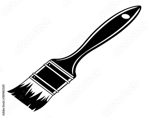 Black and white illustration of a paintbrush isolated on