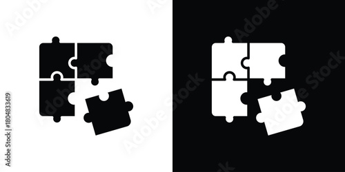 Puzzle icons. Black flat icon pack isolated on white background.