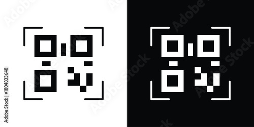 Qrcode icons. Black flat icon pack isolated on white background.