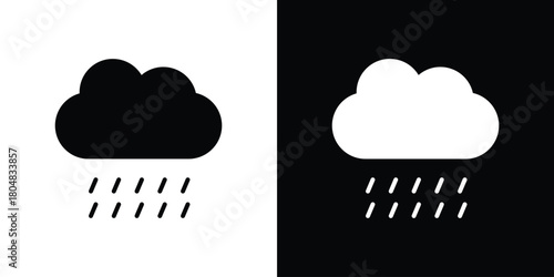 Rain icons. Black flat icon pack isolated on white background.