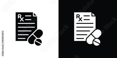 RX icons. Black flat icon pack isolated on white background.
