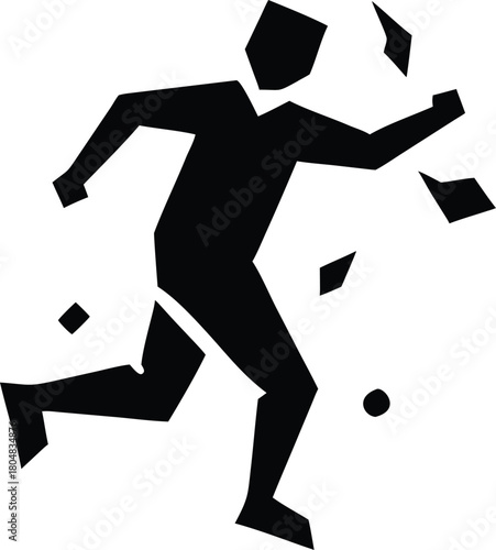 Abstract running person with geometric shapes