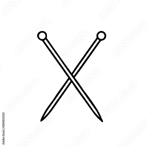 Crossed knitting needles icon for crafting and textile design concepts
