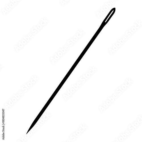 Sewing needle icon for crafting and textile design concepts