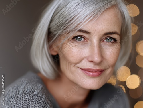 Smiling mature woman with g...
