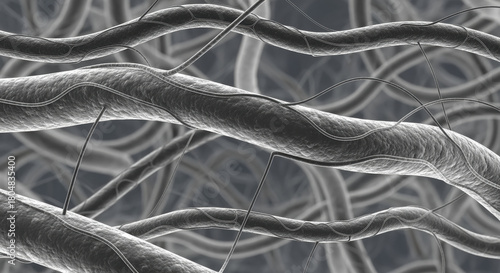 Detailed close up view of human hair strands intertwined with fine texture, highlighting natural structure and surface details