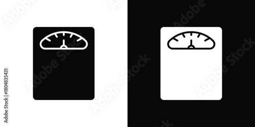 Scale icons. Black flat icon pack isolated on white background.