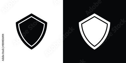 Shield icons. Black flat icon pack isolated on white background.