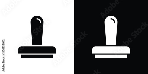 Stamp icons. Black flat icon pack isolated on white background.