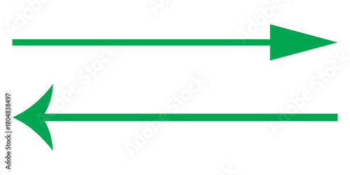 Two green arrows pointing in opposite directions on white background.