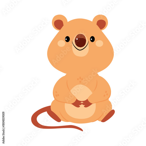 Cute Quokka Animal with Pretty Snout and Tail Vector Illustration