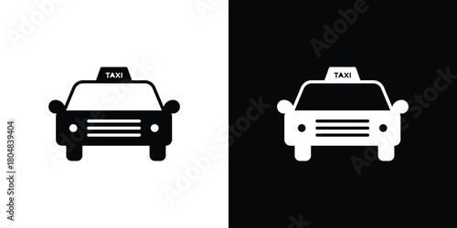 Taxi icons. Black flat icon pack isolated on white background.