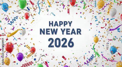 happy new year 2026 party with white background
