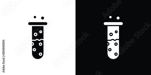 Test tube icons. Black flat icon pack isolated on white background.