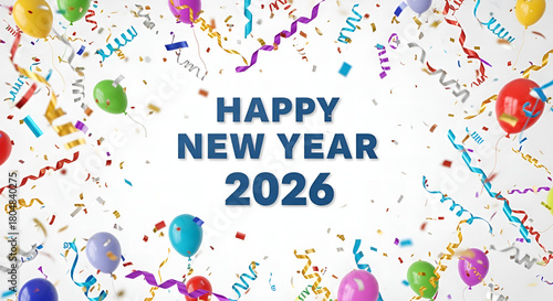 happy new year 2026 party with white background