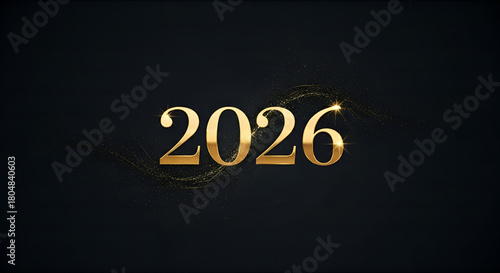 golden 2026 new year celebration background with glowing metallic numbers and festive bokeh lights for luxury web design, holiday print, or event branding

