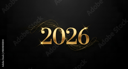 golden 2026 new year celebration background with glowing metallic numbers and festive bokeh lights for luxury web design, holiday print, or event branding

