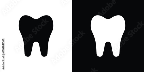 Tooth icons. Black flat icon pack isolated on white background.
