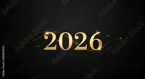 golden 2026 new year celebration background with glowing metallic numbers and festive bokeh lights for luxury web design, holiday print, or event branding

