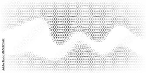 Abstract background consisting of hexagonal shapes with vanishing effect and transparency. Background with transparency effect. Abstract disappearing background.