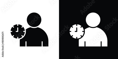User time icons. Black flat icon pack isolated on white background.