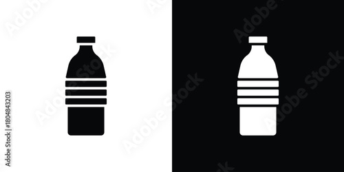 Water bottle icons. Black flat icon pack isolated on white background.