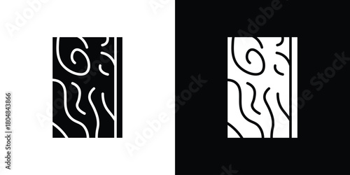 Wood board icons. Black flat icon pack isolated on white background.