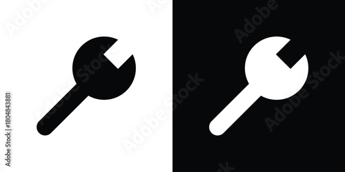 Wrench icons. Black flat icon pack isolated on white background.