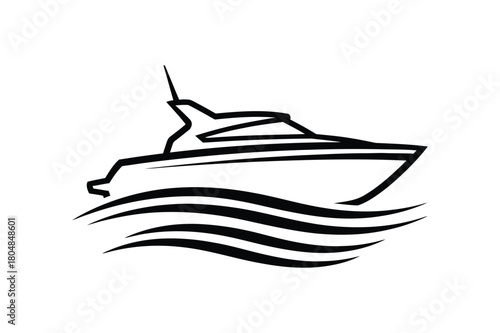 Ship sailing on water logo design Vector illustration