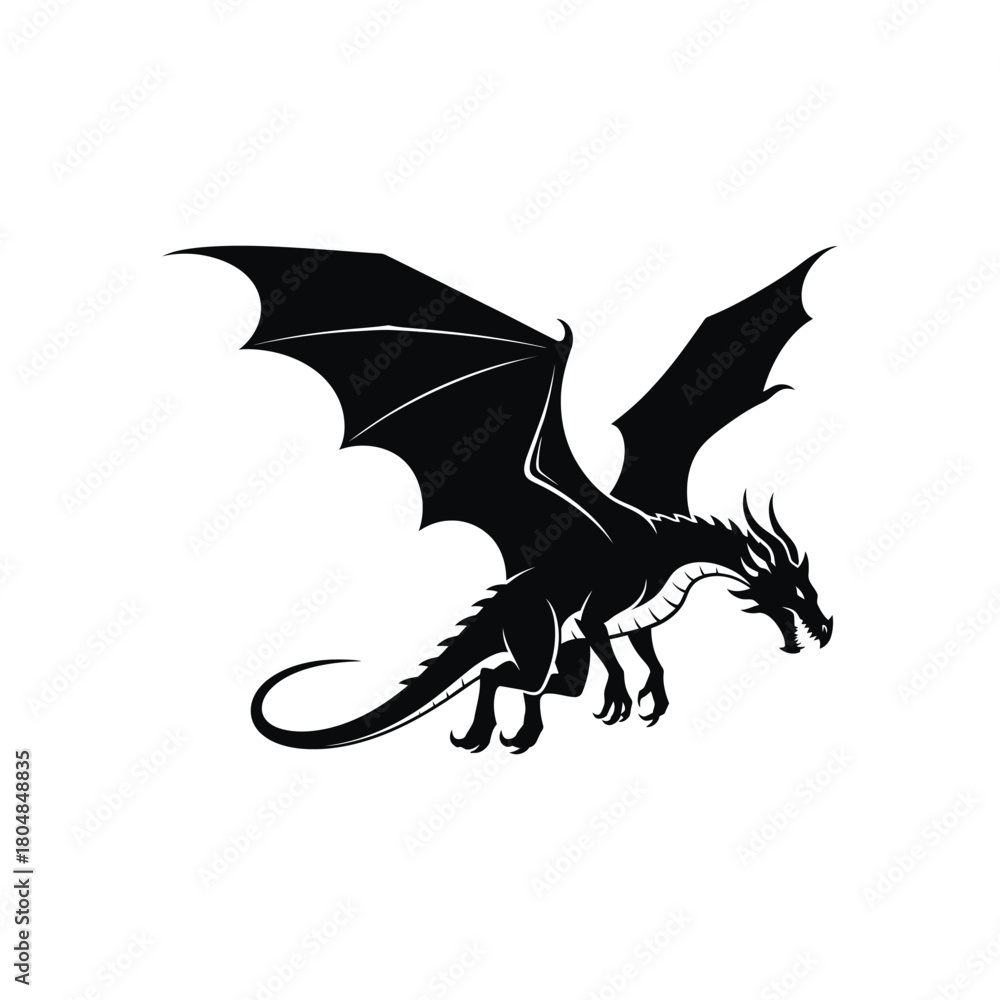 Fototapeta premium Flying dinosaur in ancient creature style Vector illustration