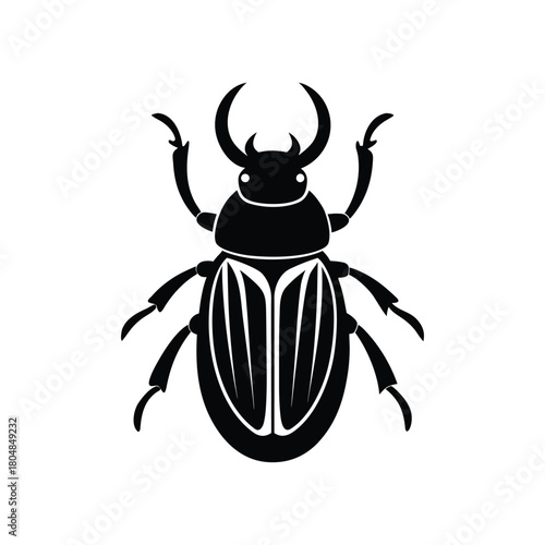 Hercules beetle in simple insect silhouette design Vector illustration