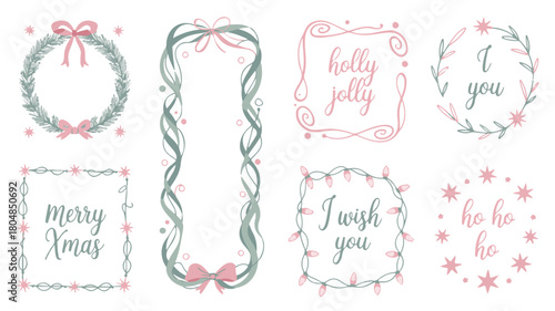 Christmas Wreaths and Frames with Festive Greetings