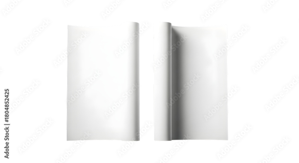 Naklejka premium Open blank book pages isolated on transparent background