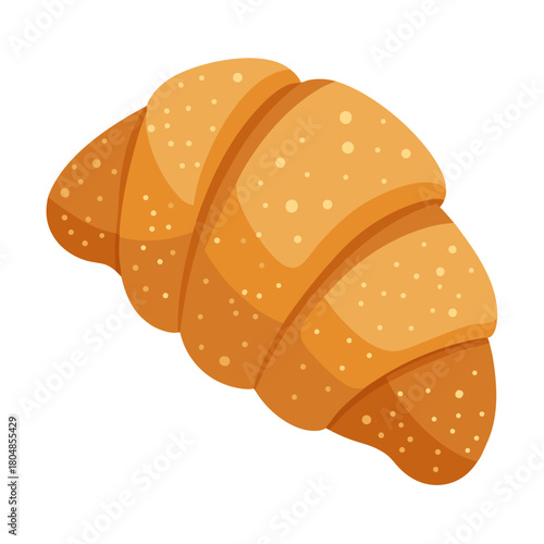 Golden croissant pastry with flaky layers and speckled crust