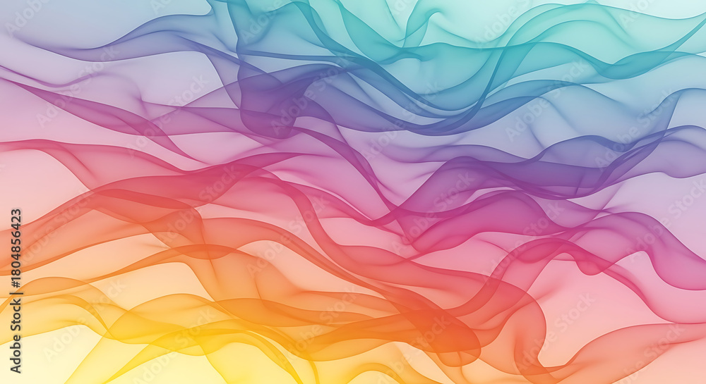 Obraz premium Abstract flowing colorful smoke or ink in a gradient of rainbow colors on a light background