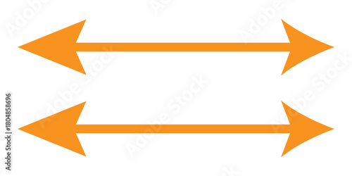 Two orange arrows pointing in opposite directions on a white background.