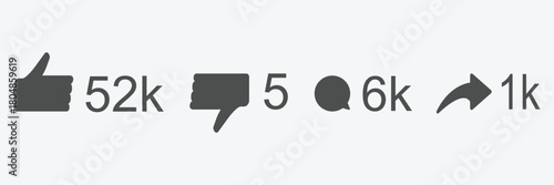 Abstract vector like ,dislike, comment, share icon set. Social network signs.