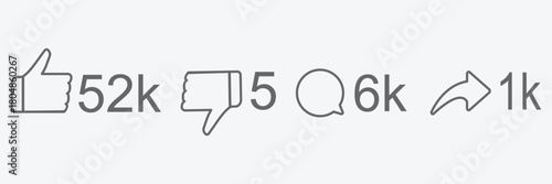 Abstract vector like ,dislike, comment, share icon set. Social network signs.